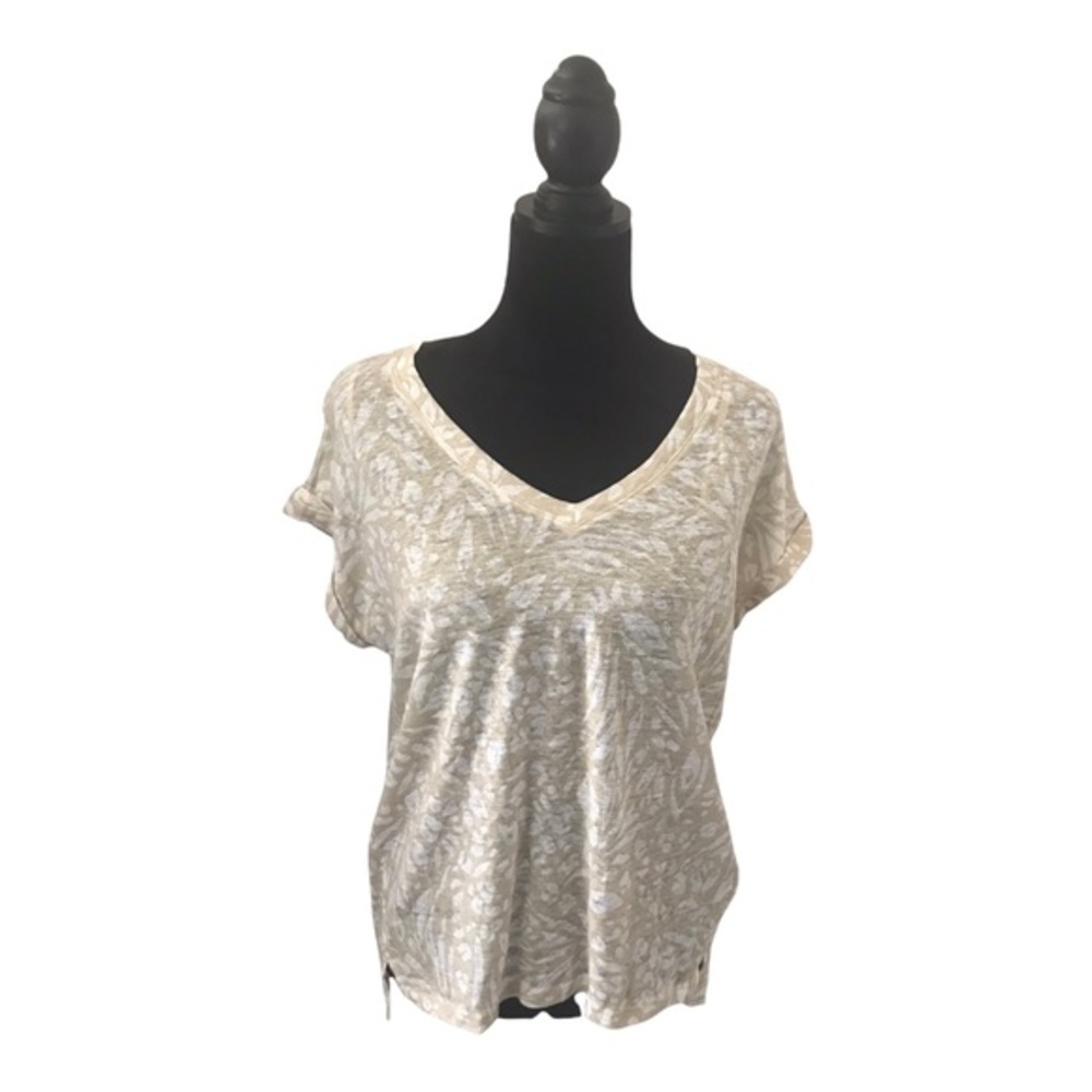Nicole Miller Beige Linen Top Size Small